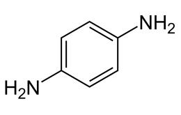 Structure chimique de la paraphénylènediamine.