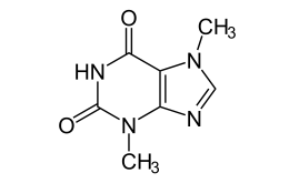 Formule chimique de la théobromine ; la substance présente dans le cacao à laquelle les chiens sont très sensibles.